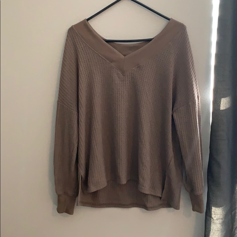 Wanna B Waffle V-neck Long sleeve